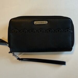 Nicole Miller Black Women's Wallet with Scallop Detail